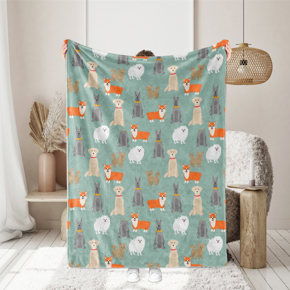 （2026.10.6模版，不要删）Throw Blanket – Cartoon Pets Dogs & Puppies Pattern