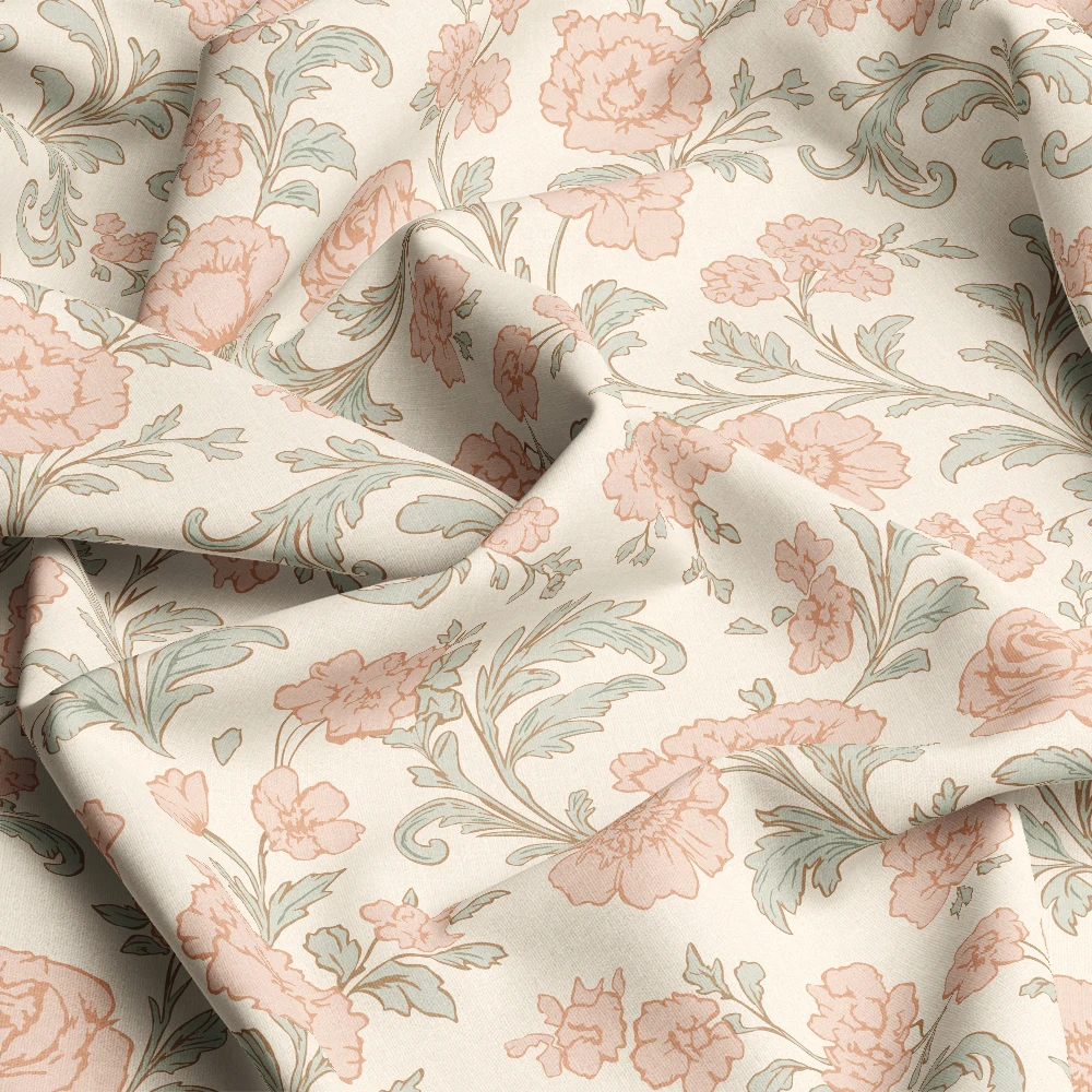 Pastel Toile de Jouy Vintage Vector Floral Pattern – Custom Print Fabrics