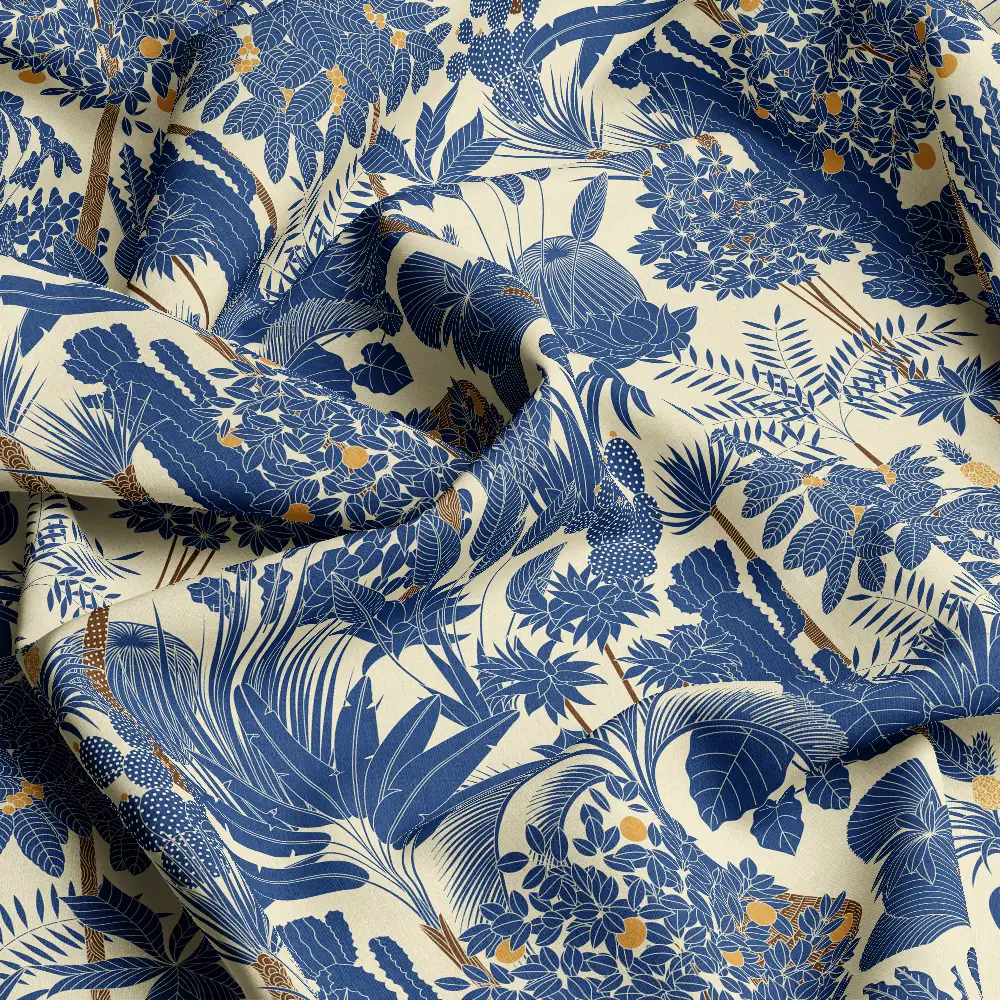 Retro Tropical Palm Oasis Vector Tree Pattern – Custom Print Fabrics