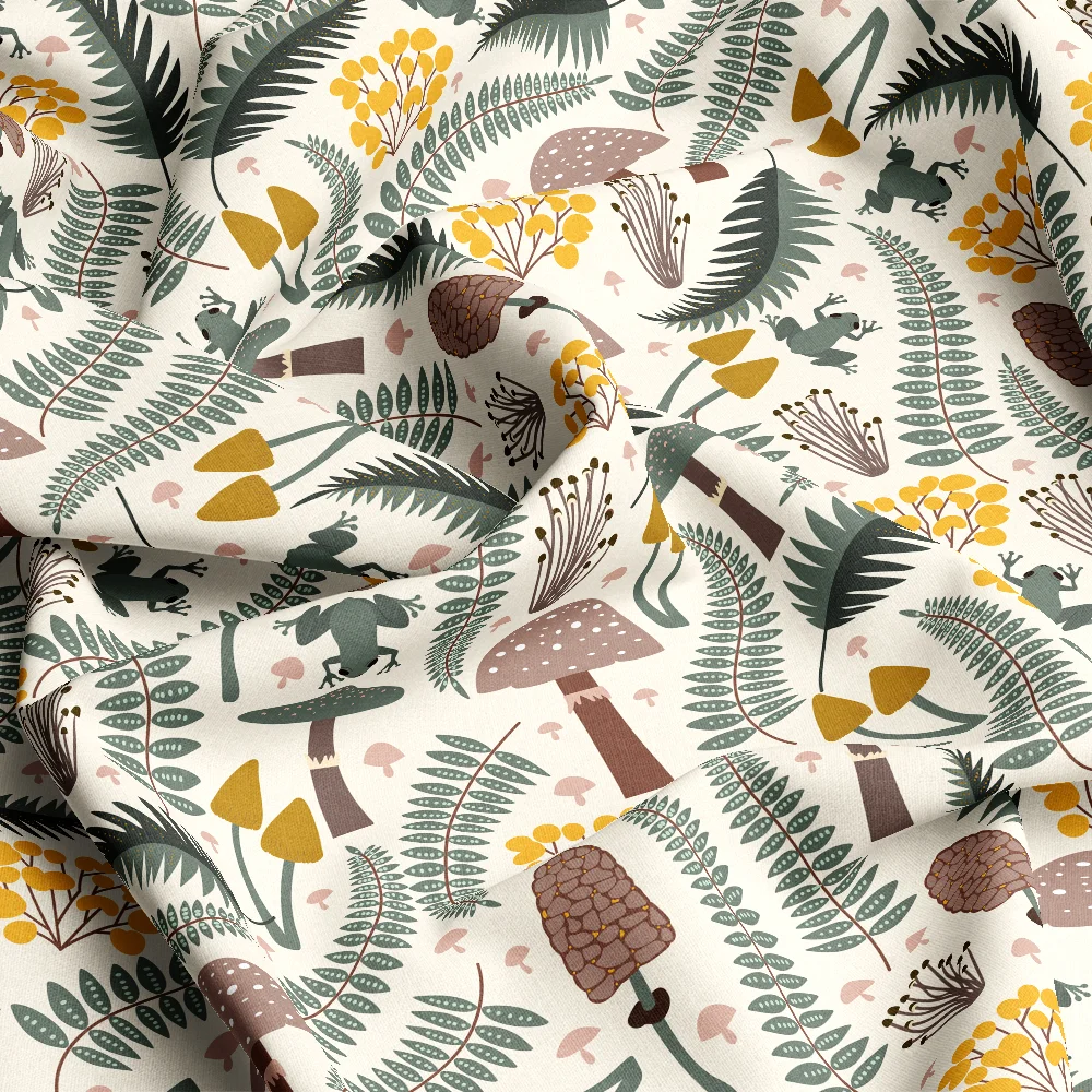 Forest Frog and Mushroom Woodland– Custom Print Fabrics