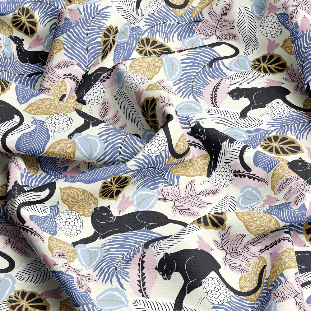 Tropical Jungle Panther Seamless – Custom Print Fabrics