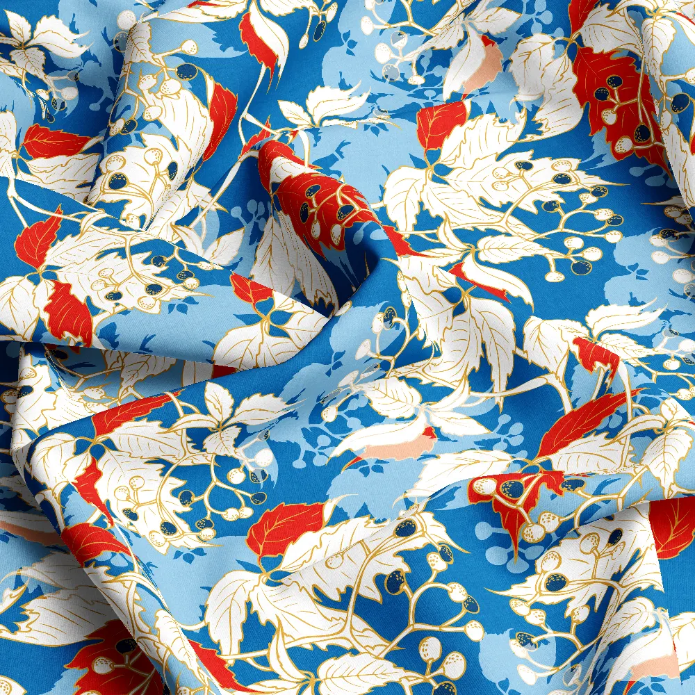 Vibrant Blue Floral Ivy Seamless – Custom Print Fabrics