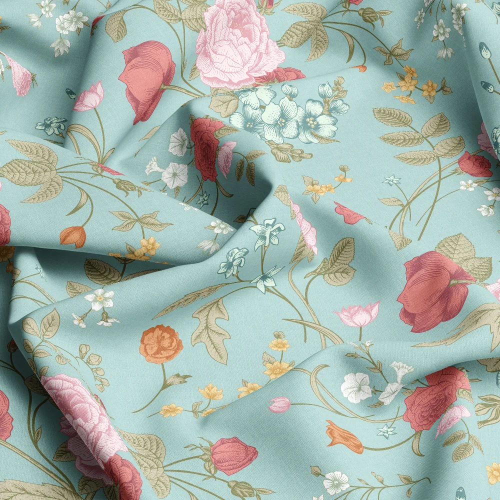 Vintage Rose Tulip Garden Flowers – Custom Print Fabrics