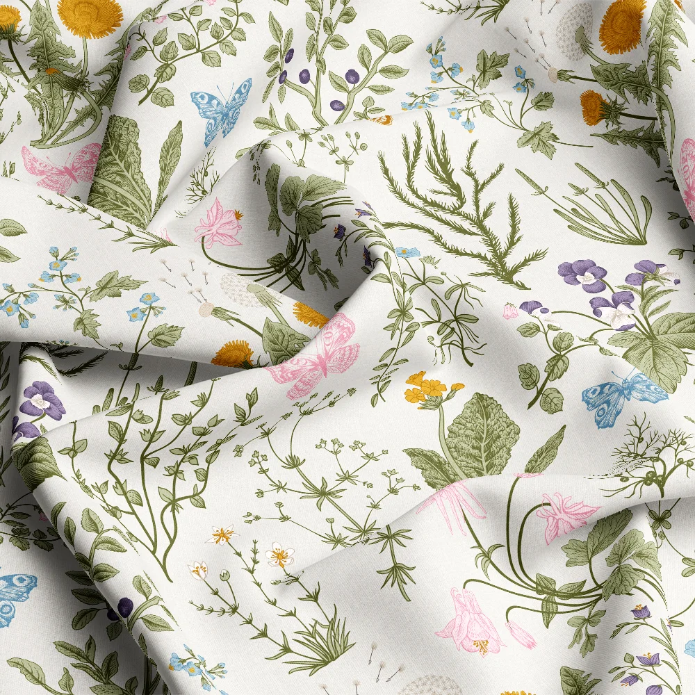 Vintage Botanical Wildflowers & Herbs– Custom Print Fabrics