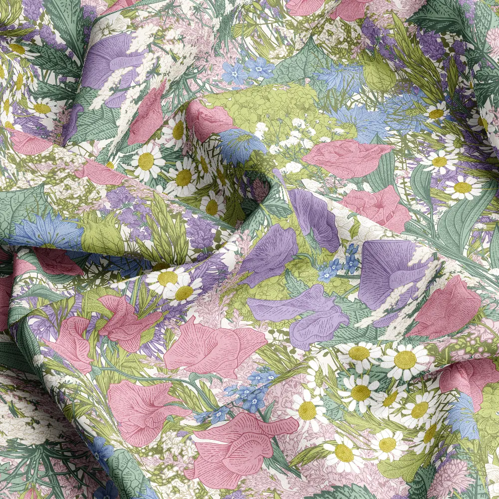 Summer Wildflower Rustic Meadow Floral– Custom Print Fabrics