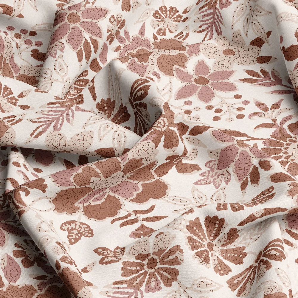 Terracotta Cream Vintage Boho Floral – Custom Print Fabrics
