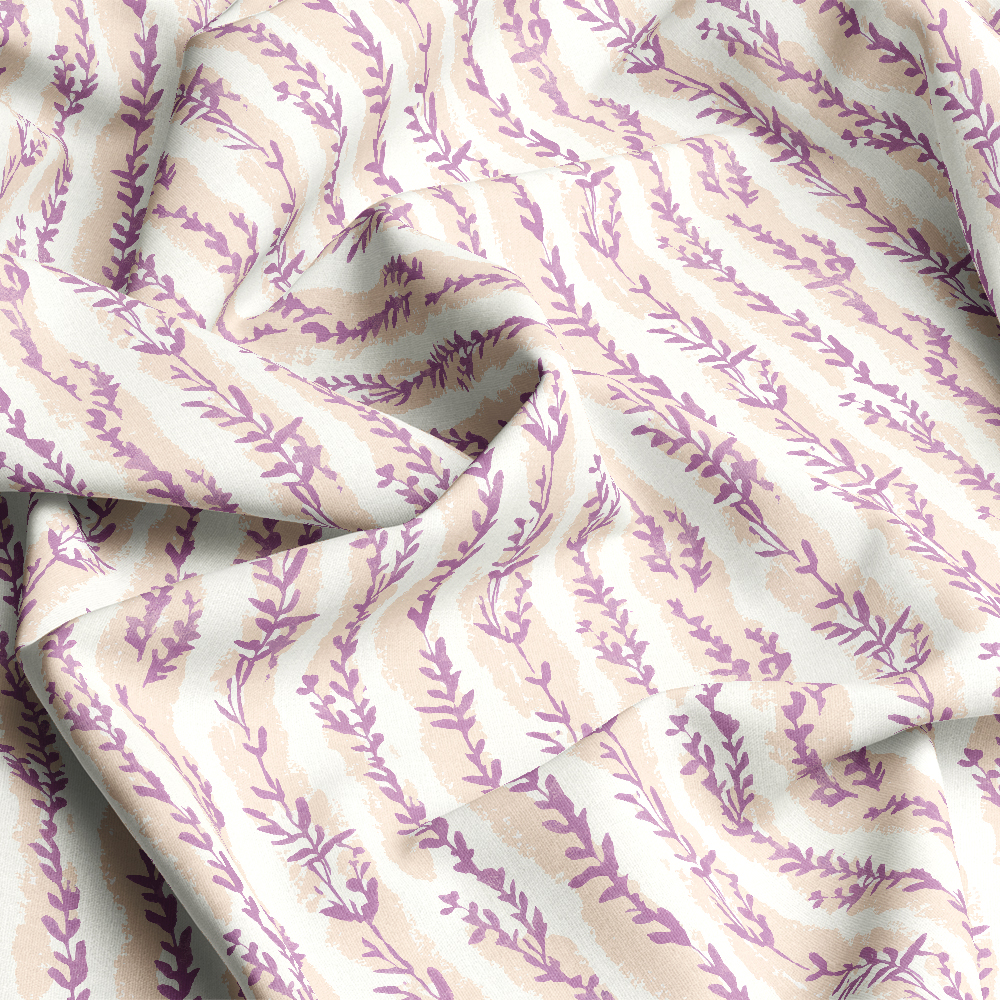 Lavender Leaf Stripe Botanical Print – Custom Print Fabrics