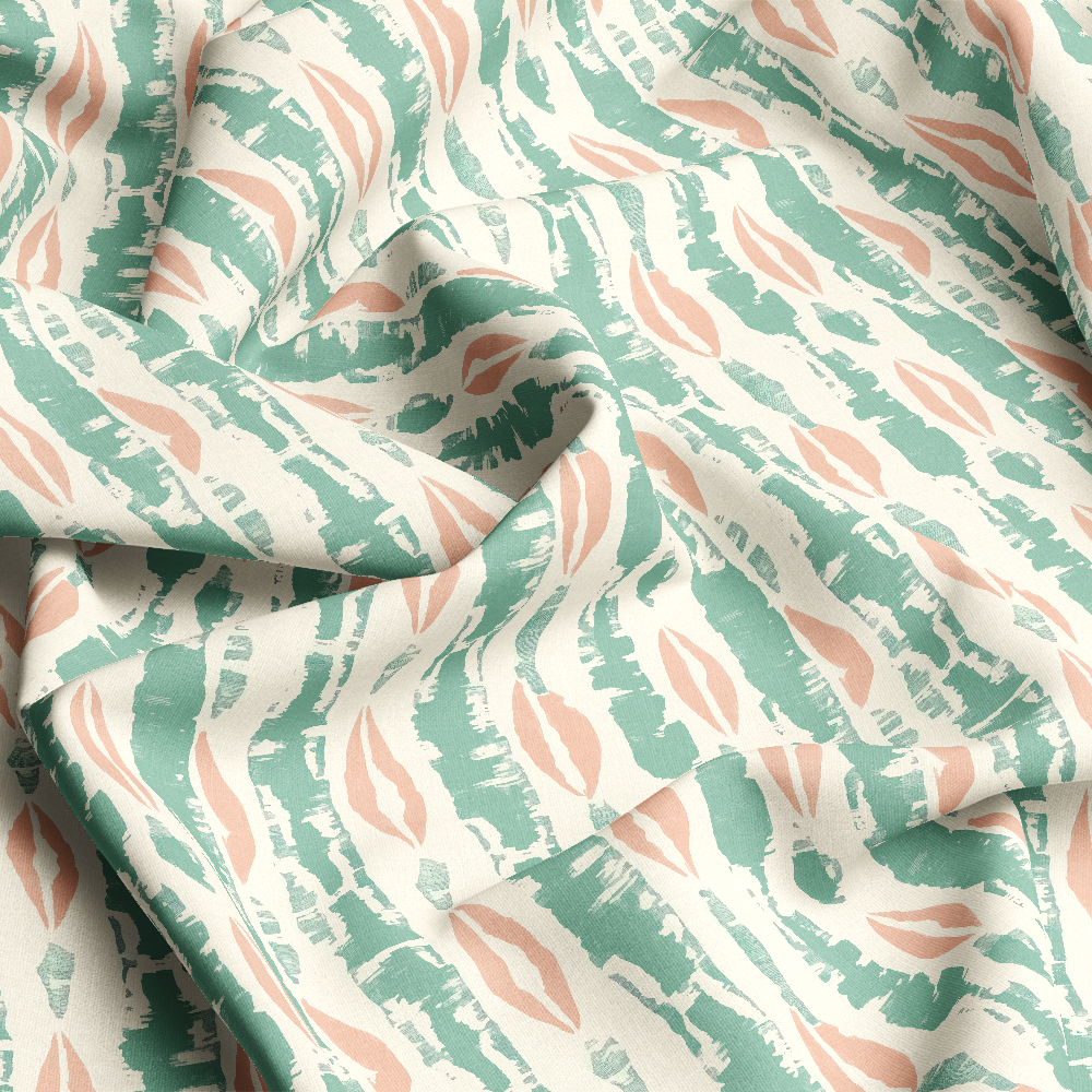 Boho Peach Mint Vertical Stripe Print – Custom Print Fabrics