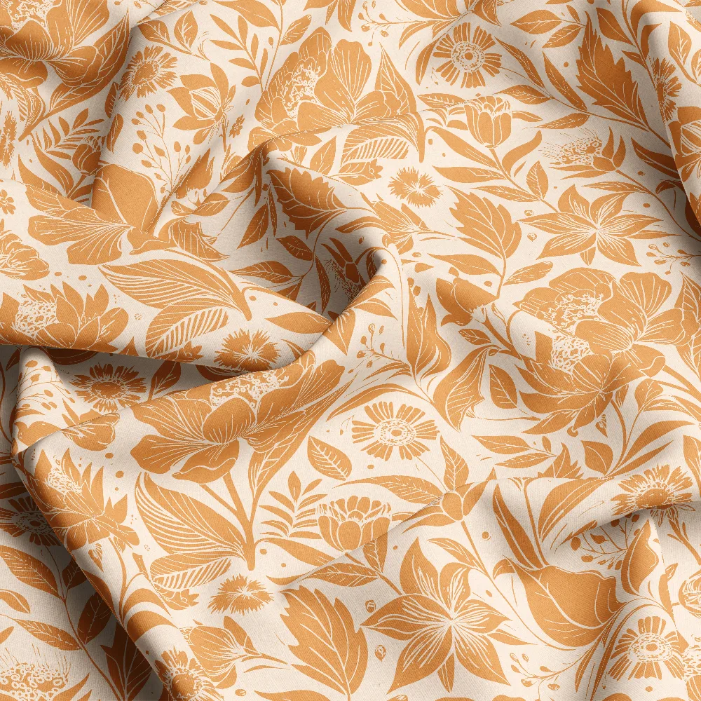 Vintage Peach Floral Botanical Pattern– Custom Print Fabrics