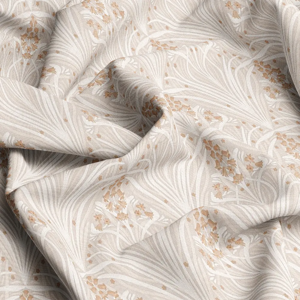 Art Nouveau Cream and Ochre Botanical – Custom Print Fabrics