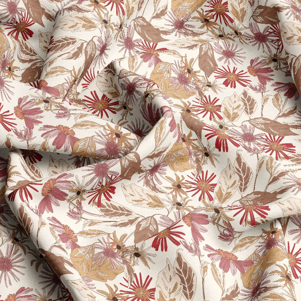 Vintage Multicolor Wildflower Botanical–Custom Print Fabrics