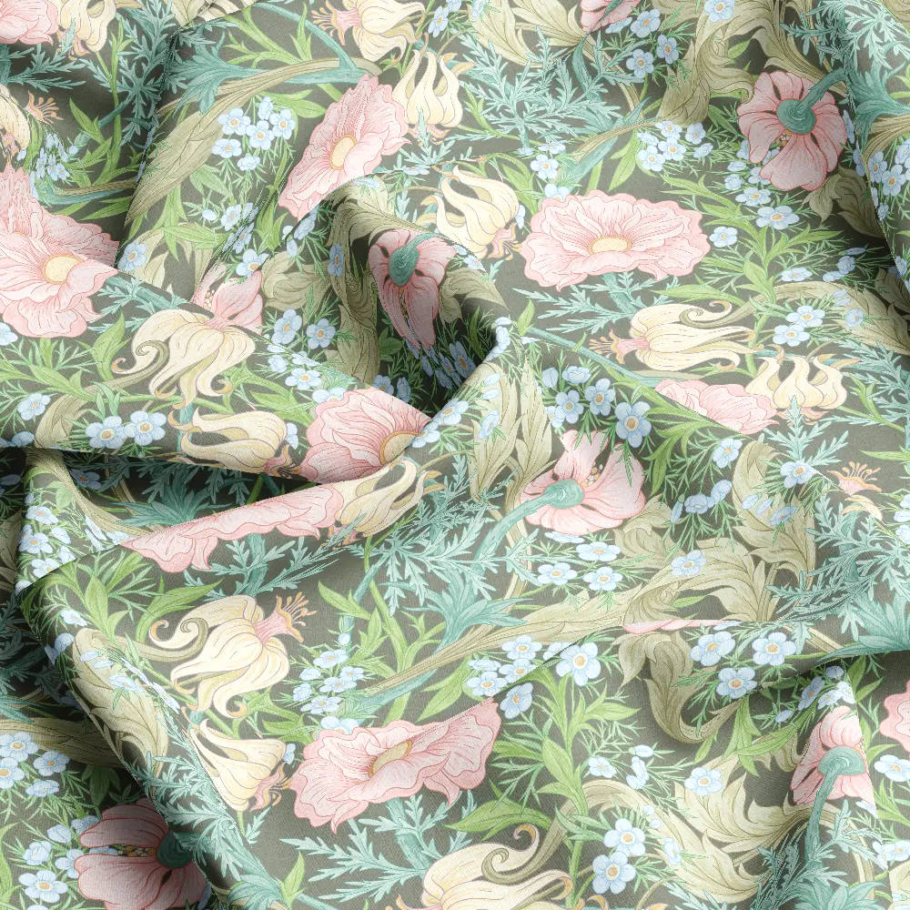 Art Nouveau Floral Pattern on Vintage – Custom Print Fabrics