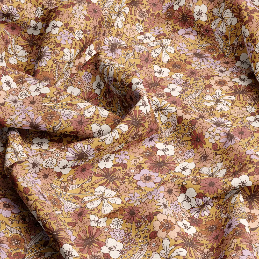 Earthy Tone Floral on Muted Base – Custom Print Fabrics