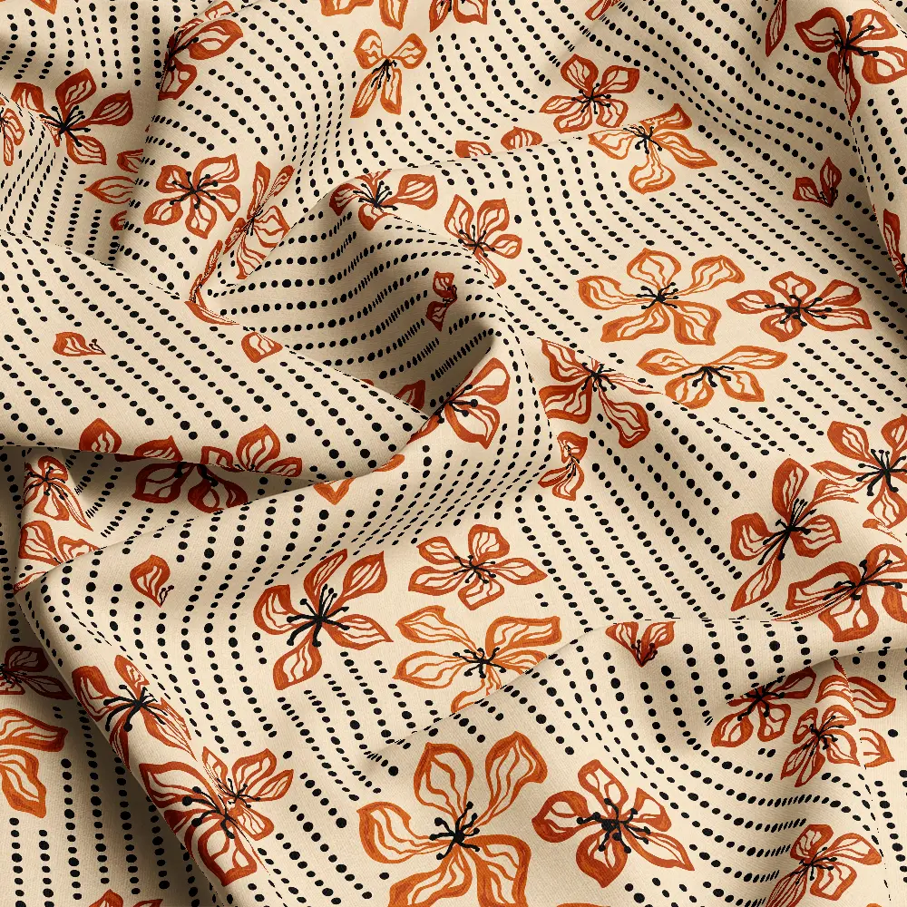 Rustic Terracotta Floral Dot Pattern – Custom Print Fabrics