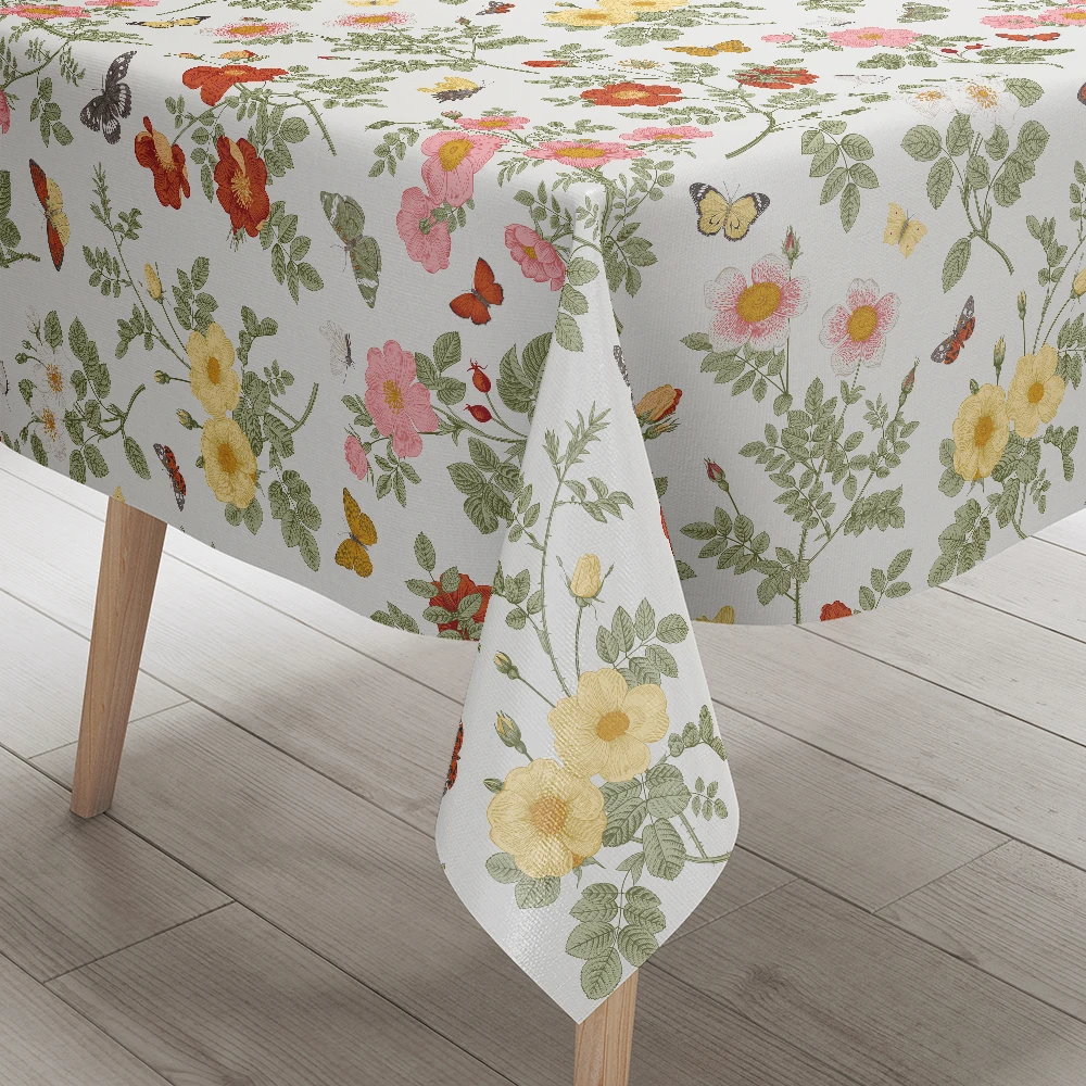 Tablecloth – Whimsical Butterfly and Rose Bloom Design for Festive Tables