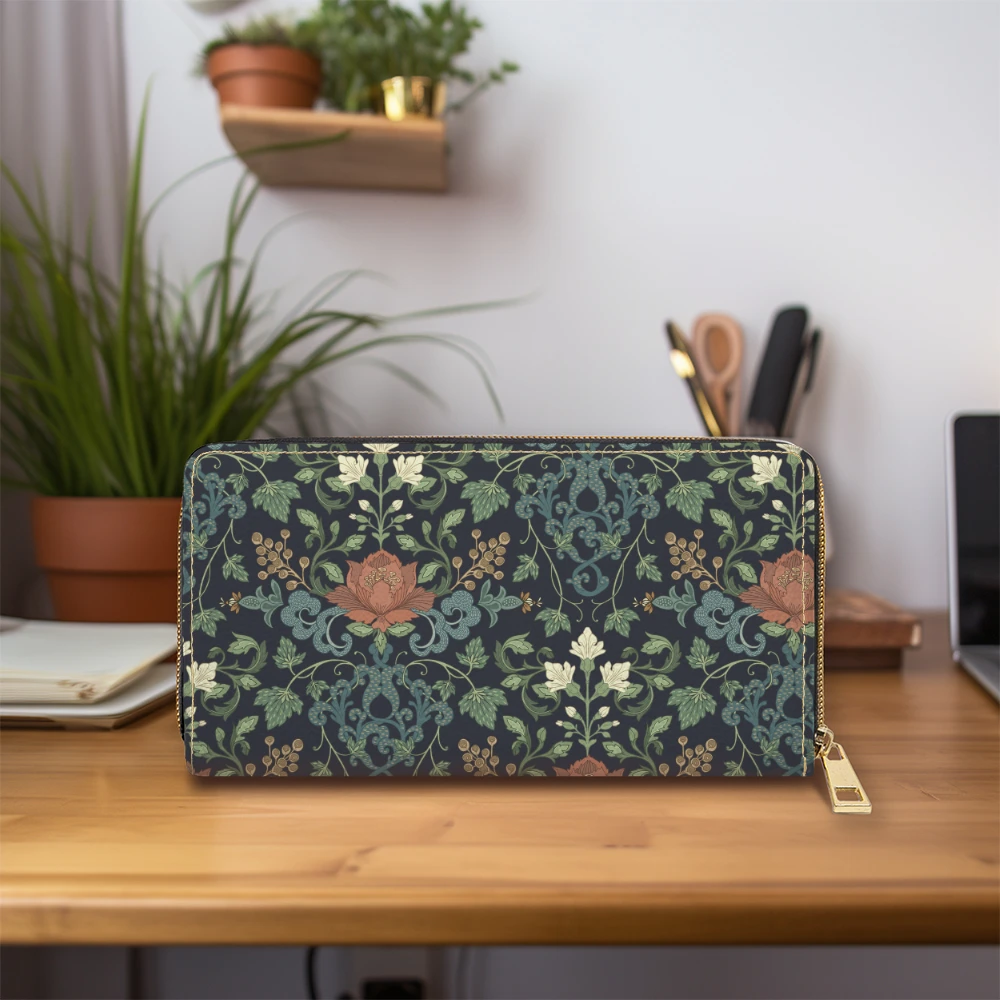 Zipper Long Clutch Wallet – William Morris Vintage Botanical Floral