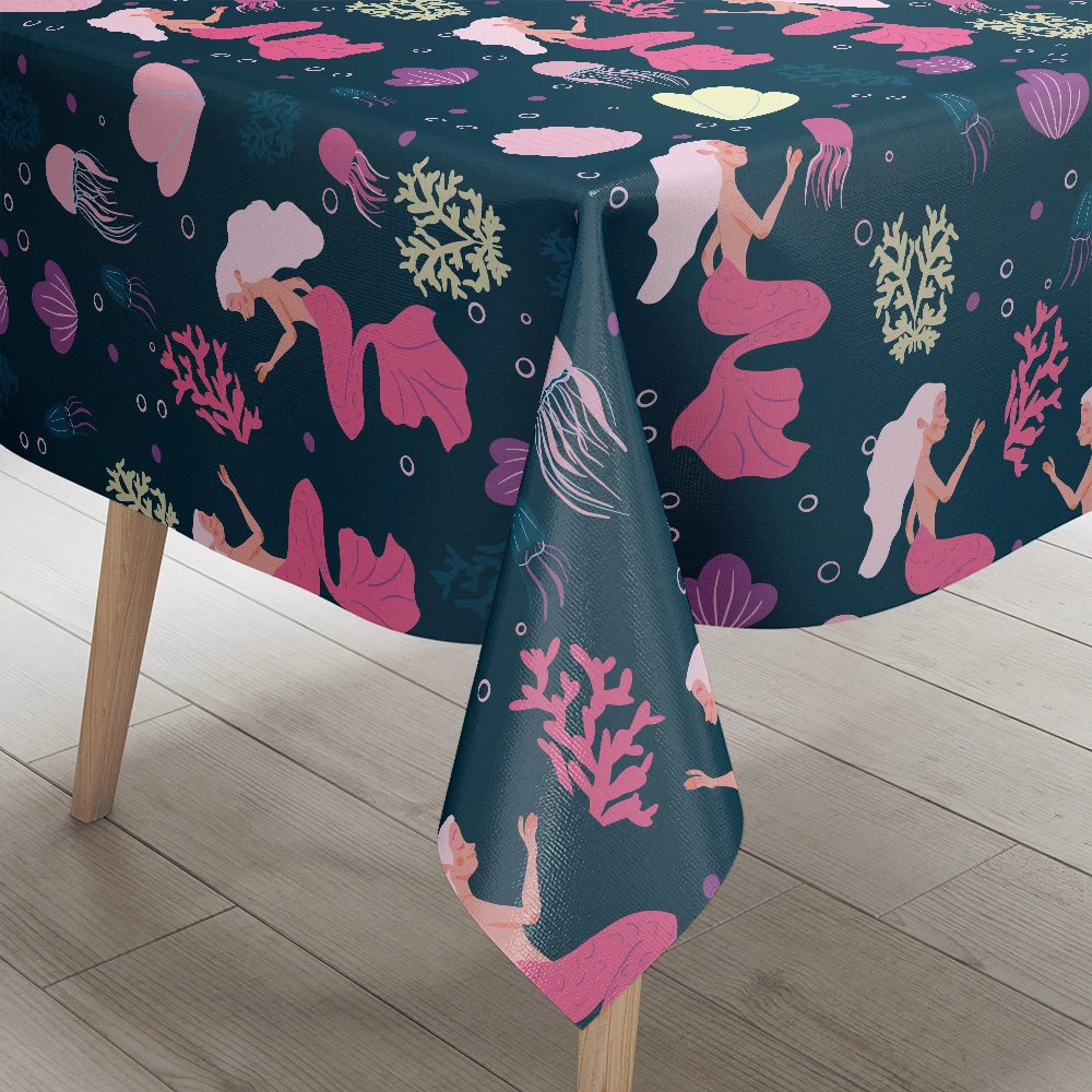 Tablecloth – Cute Mermaid & Colorful Hair Underwater