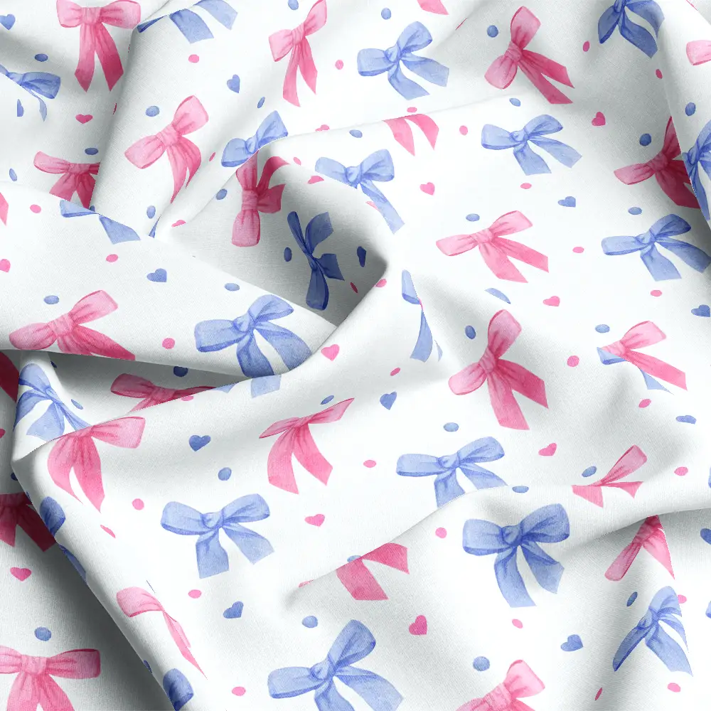 Cute Pastel Pink and Blue Coquette Ribbon Bow Pattern – Custom Print Fabrics