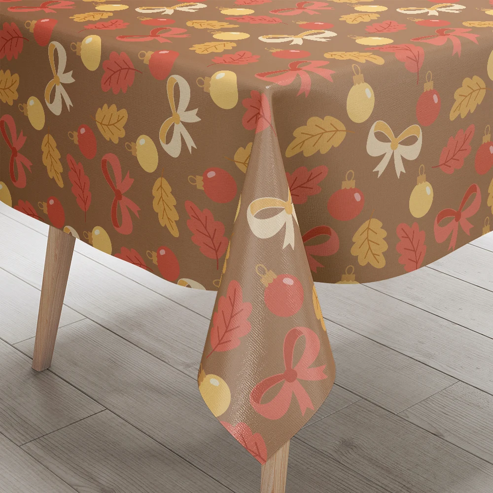 Tablecloth – Rustic Autumn Leaves Bows & Baubles