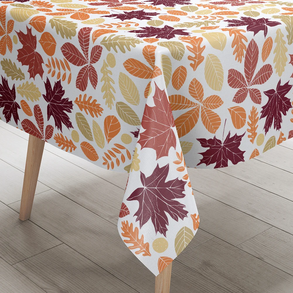 Tablecloth – Hand-Drawn Line Art Autumn Leaves