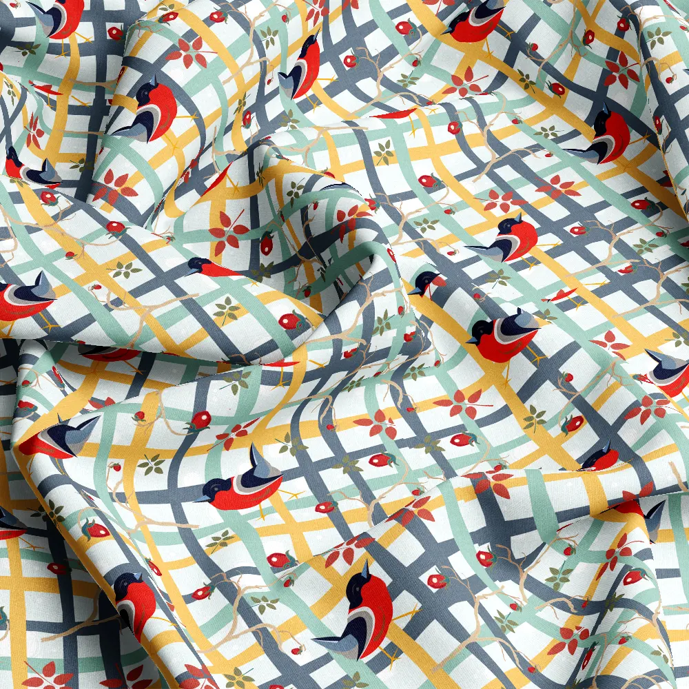 Vintage Winter Robin Plaid Pattern – Custom Print Fabrics