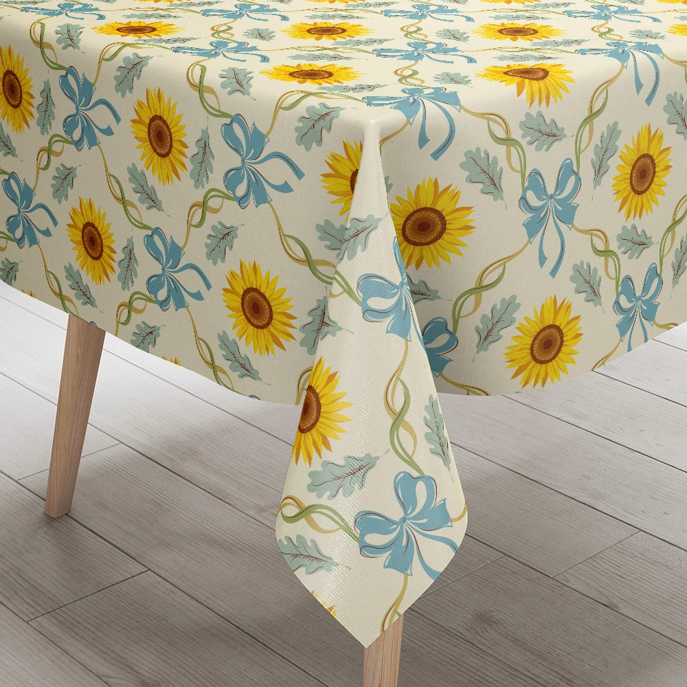 Tablecloth – Vintage Sunflower & Blue Bows