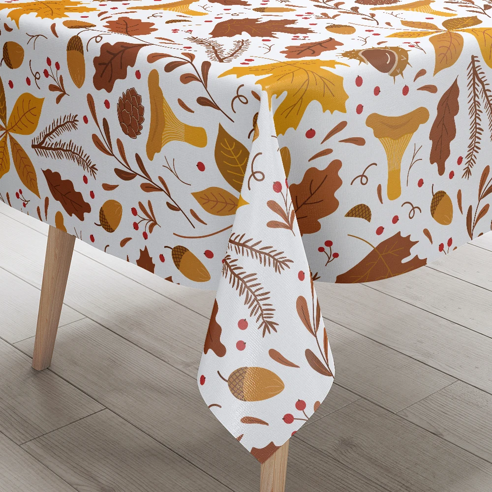 Tablecloth – Autumn Forest Leaves & Mushrooms