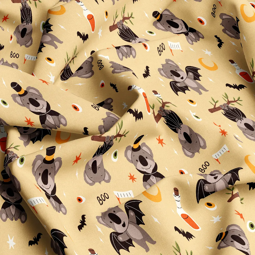Cute Halloween Bat Koala Pattern – Custom Print Fabrics