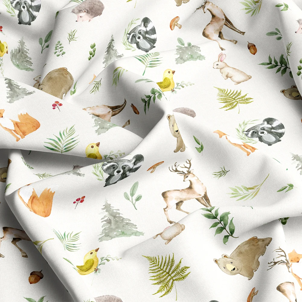 Watercolor Woodland Forest Animals Pattern – Custom Print Fabrics