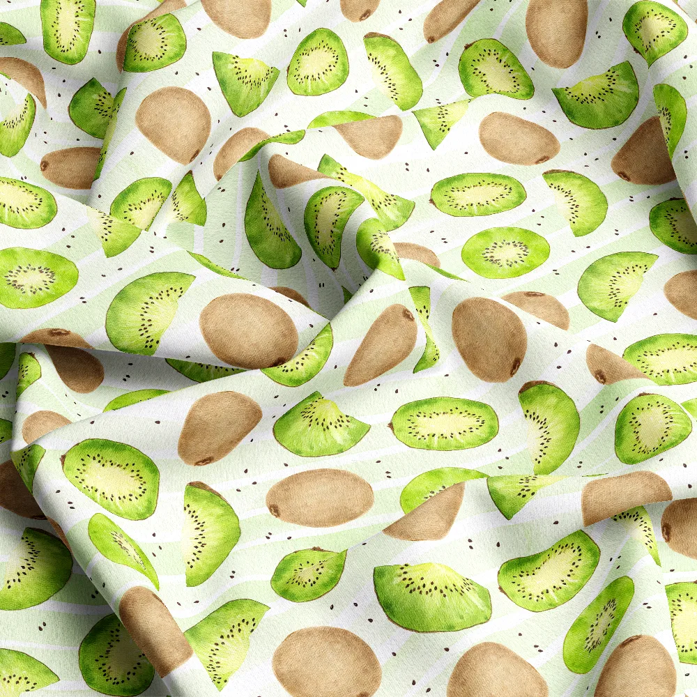 Watercolor Kiwi Fruit Pattern – Custom Print Fabric