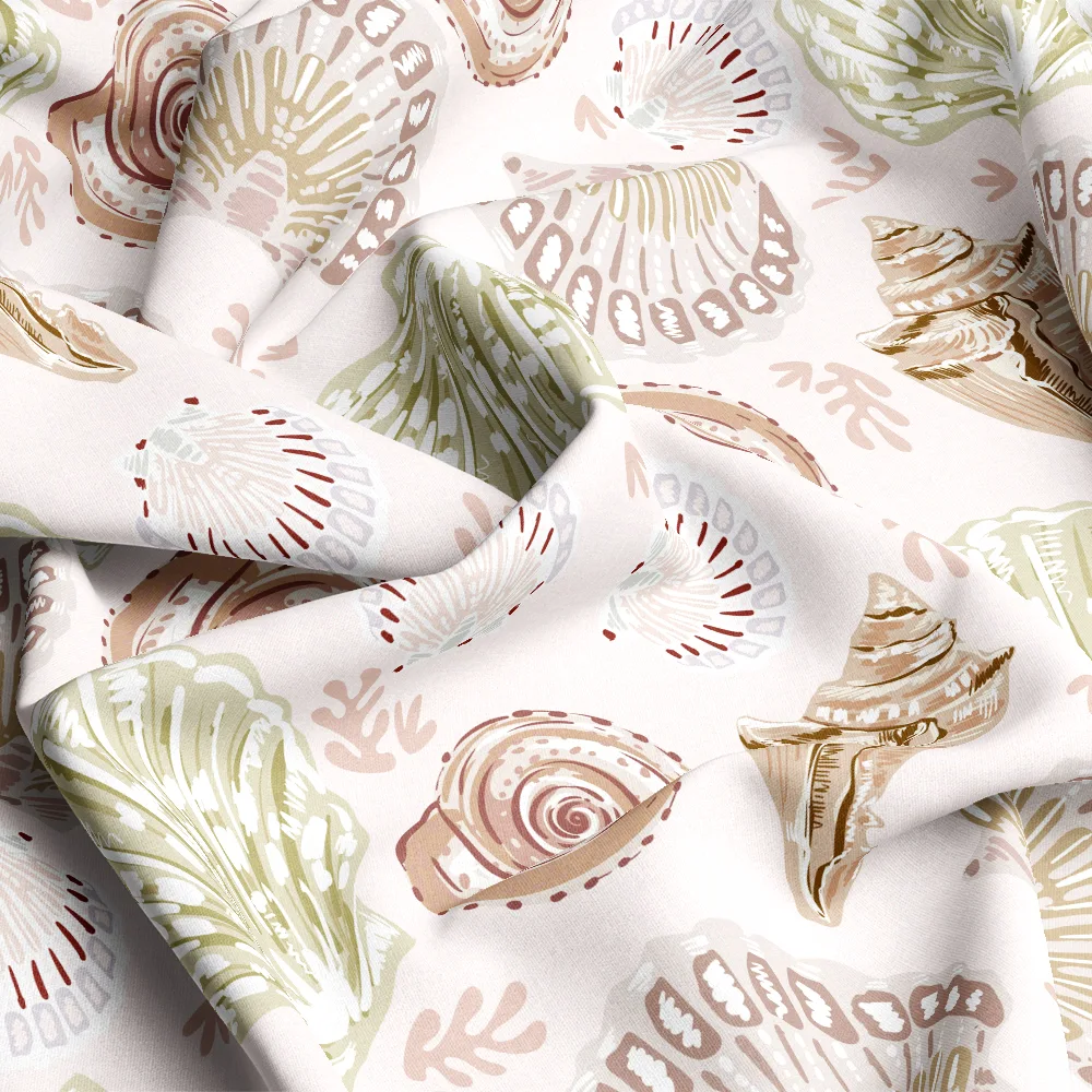 Vintage Seashell Coastal Pattern – Custom Print Fabrics