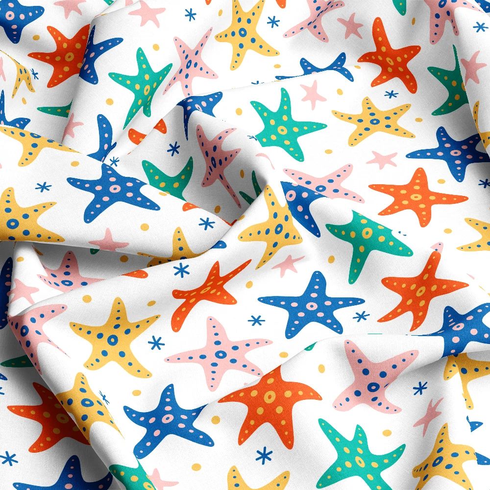 Colorful Starfish Sea Life Pattern – Custom Print Fabrics