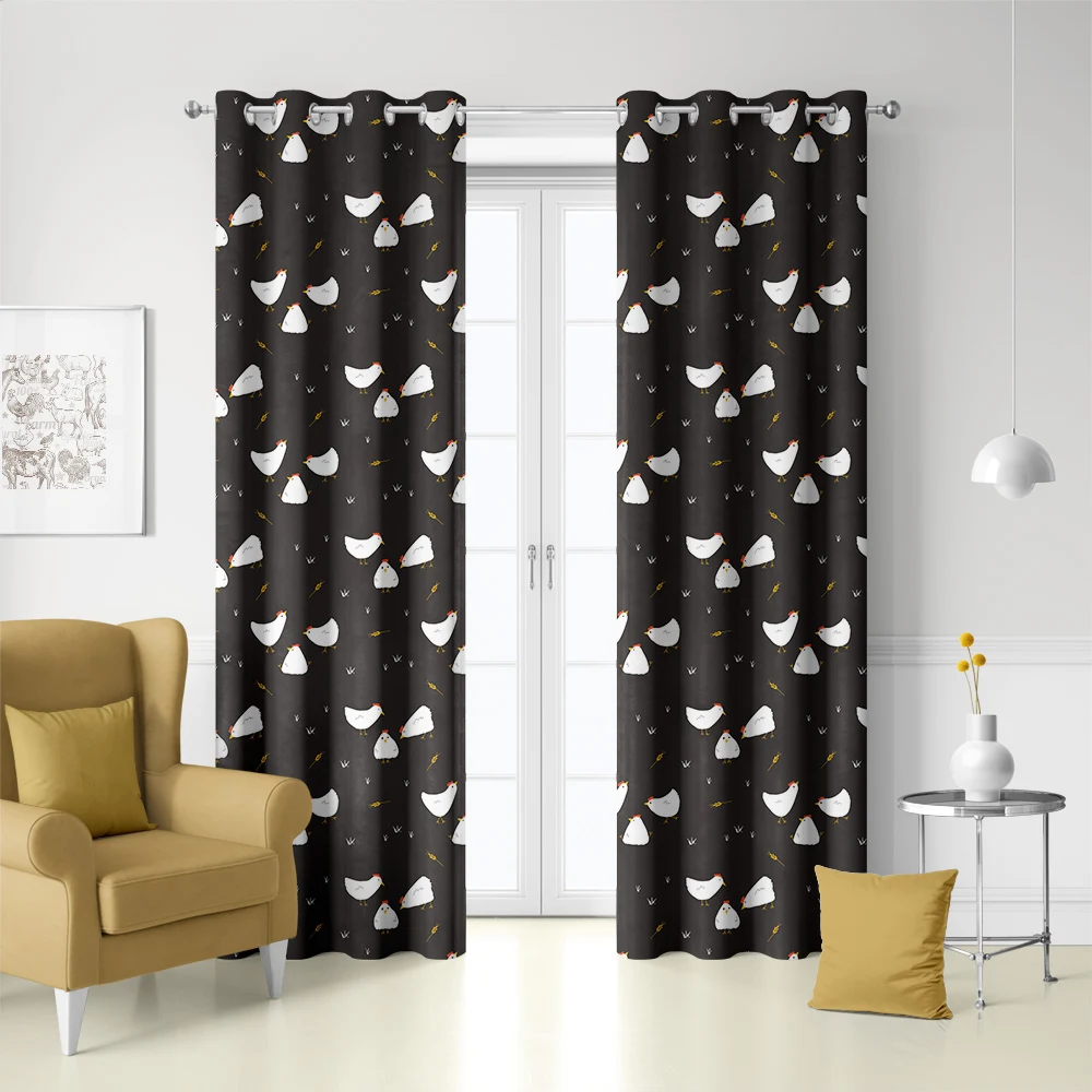 Curtain – Cute Cartoon Chicken & Hen Vector