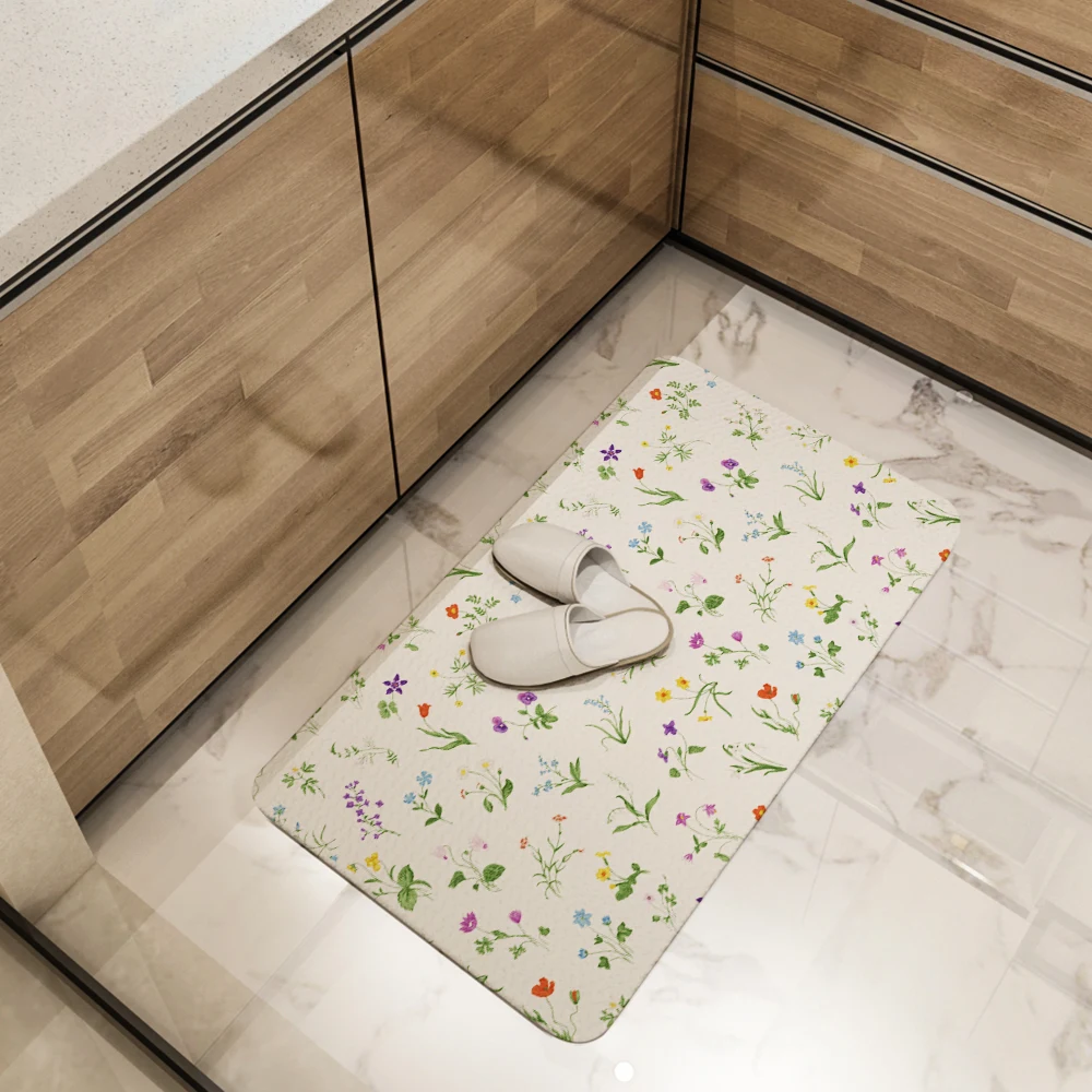 Kitchen Floor Mats – Gentle Spring Flowers Vintage Botany