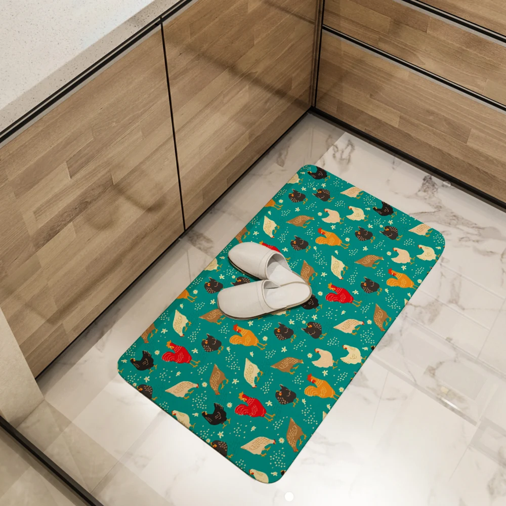 Kitchen Floor Mats – Memphis Farm Chickens & Summer Flowers