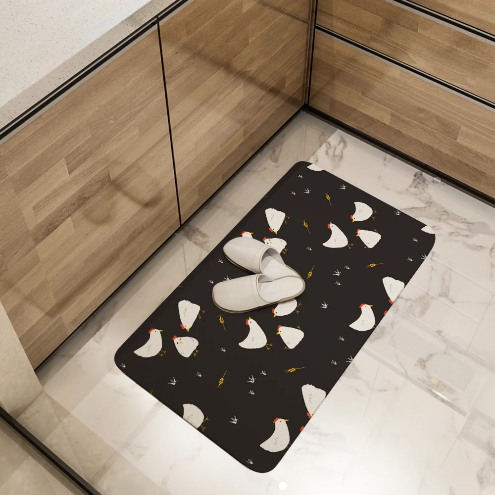 Kitchen Floor Mats – Cute Cartoon Chicken & Hen Vector