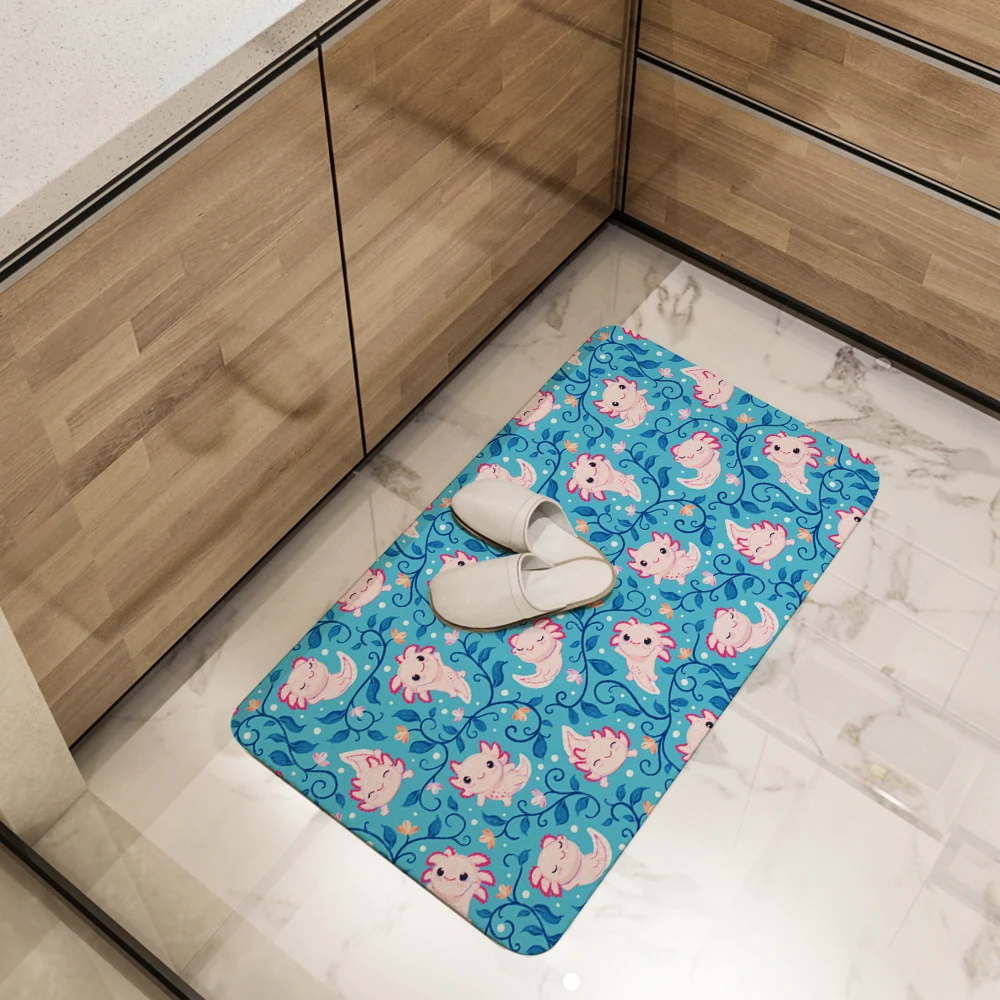 Kitchen Floor Mats – Happy Baby Axolotls & Sea Algae