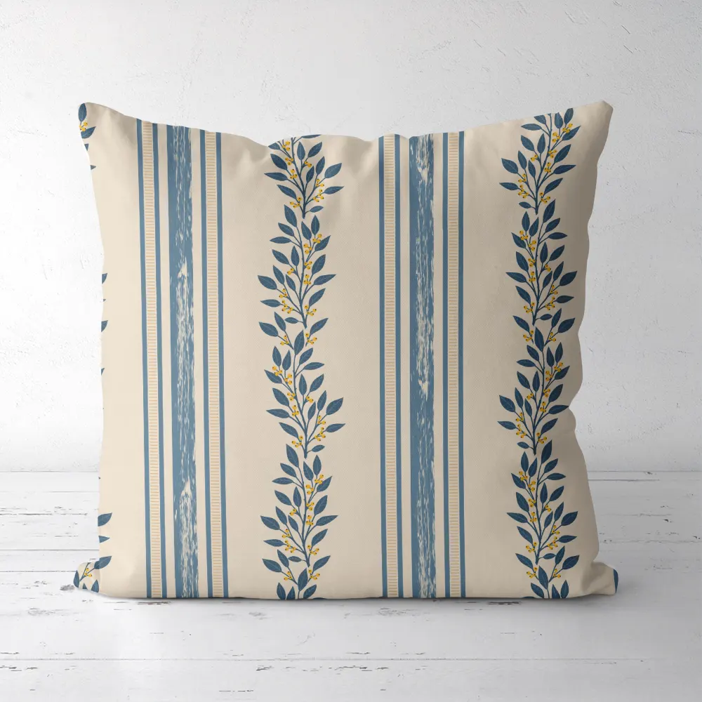 Throw Pillow – Cute Vintage Floral Stripes