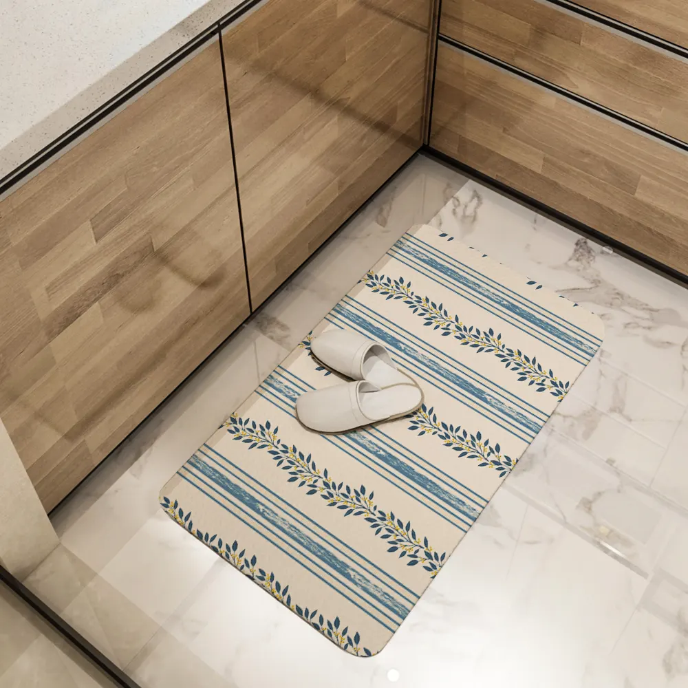 Kitchen Floor Mats – Cute Vintage Floral Stripes