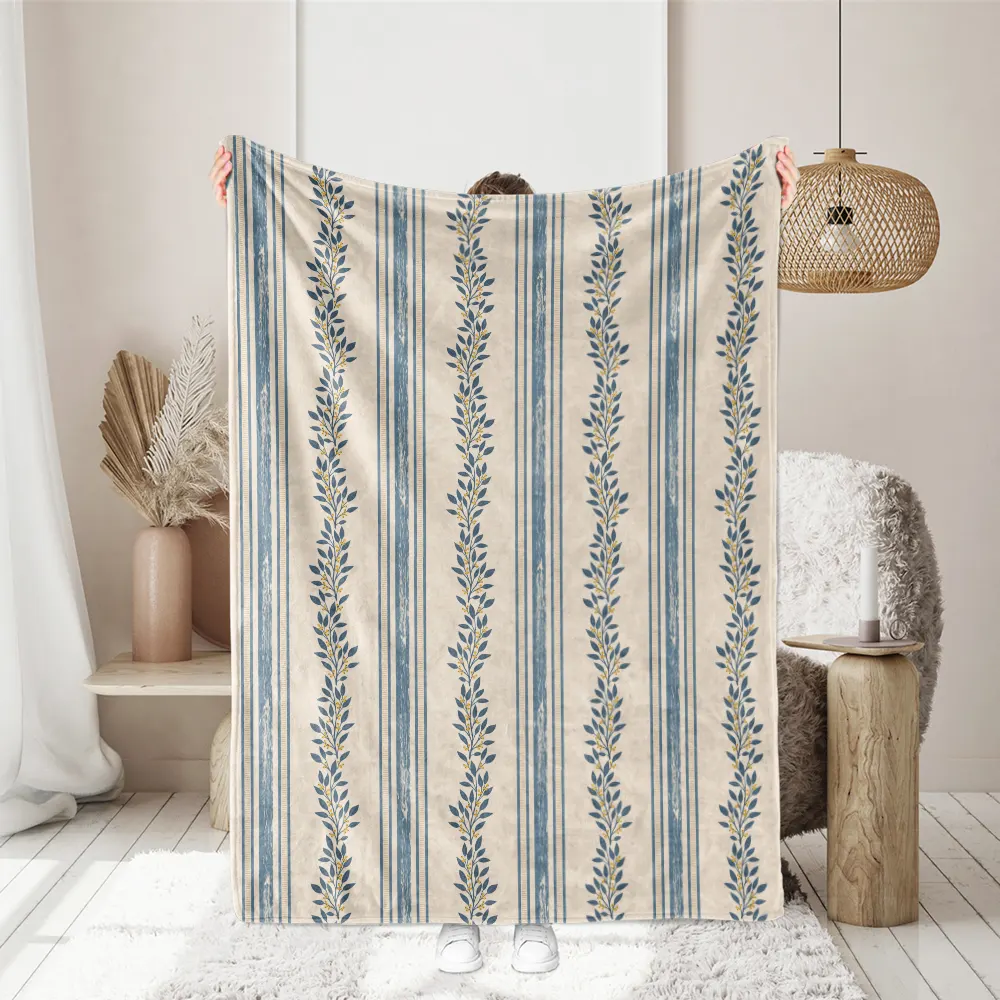 Throw Blanket – Cute Vintage Floral Stripes