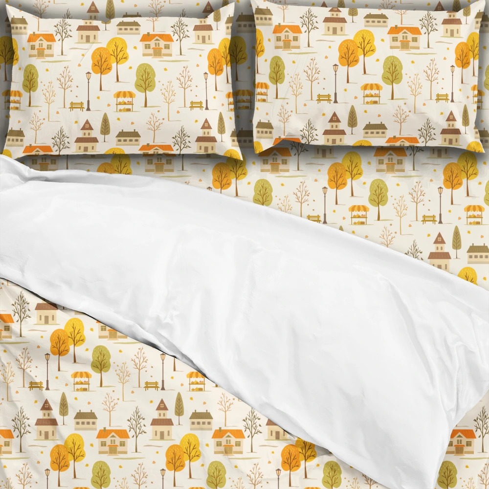 Bedding Set – Autumn Town Houses & Market Street