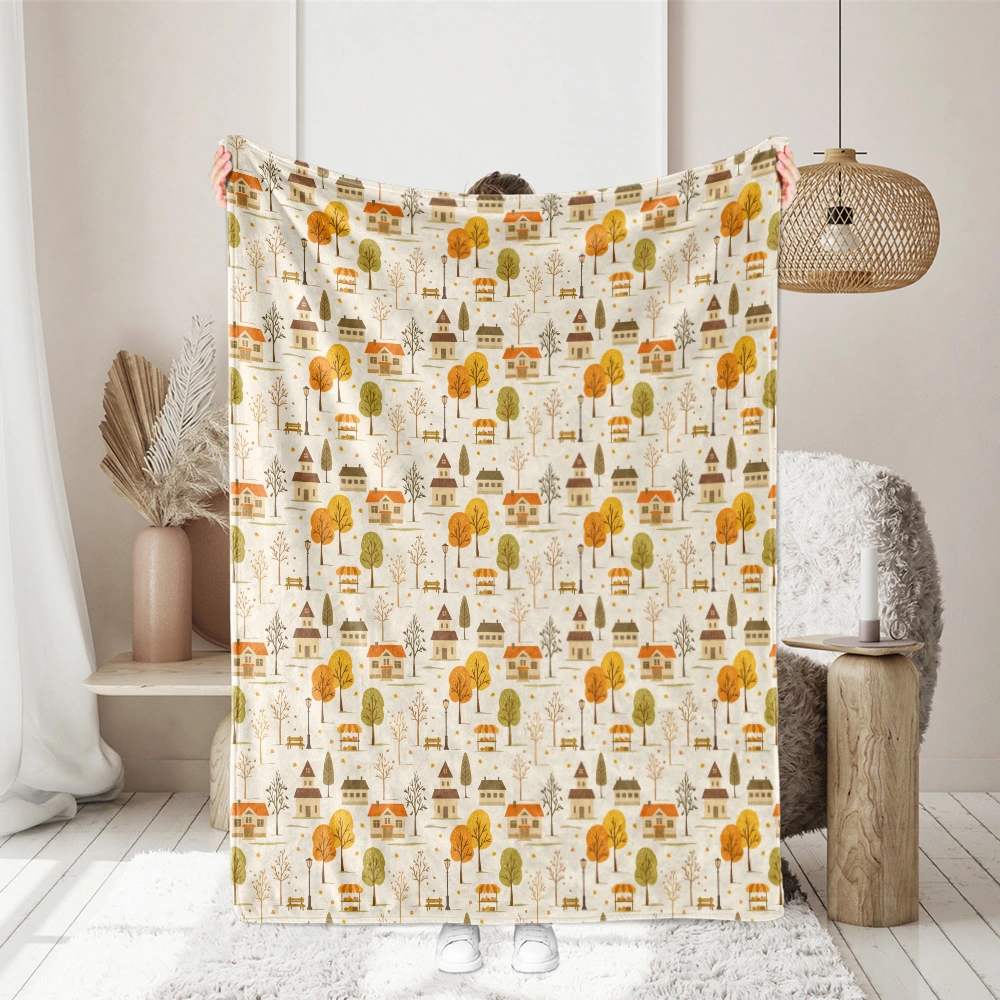 Throw Blanket – Autumn Town Houses & Market Street