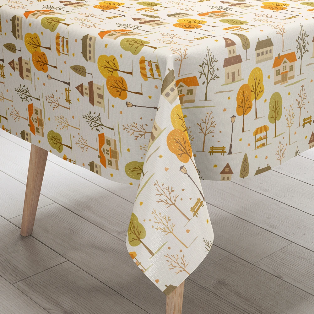 Tablecloth – Autumn Town Houses & Market Street
