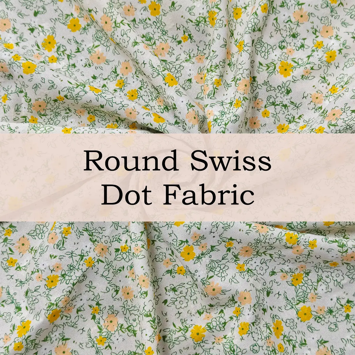 Custom Printed Round Swiss Dot Fabric – Elegant, Lightweight & Textured for Blouses & Dresses