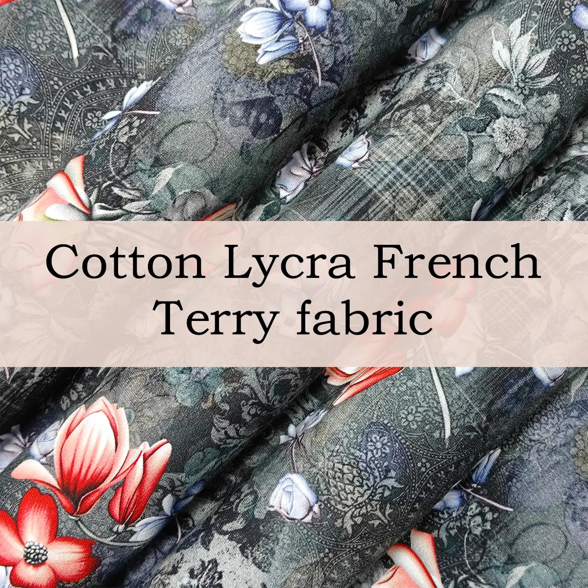 Custom Printed Cotton Lycra French Terry Fabric | Soft & Stretchy for Sweaters & Hoodies