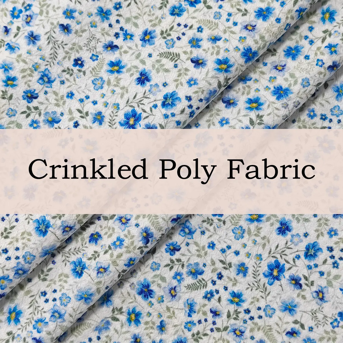 Custom Printed Crinkled Poly Fabric – Stretchy, Wrinkle-Resistant Fabric for Dresses, Skirts, and Blouse