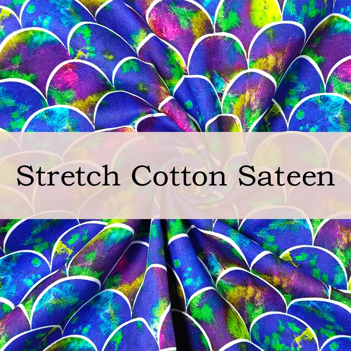 Custom Printed Stretch Cotton Sateen Fabric | Slight Stretch,Soft, Smooth & Comfortable Fit