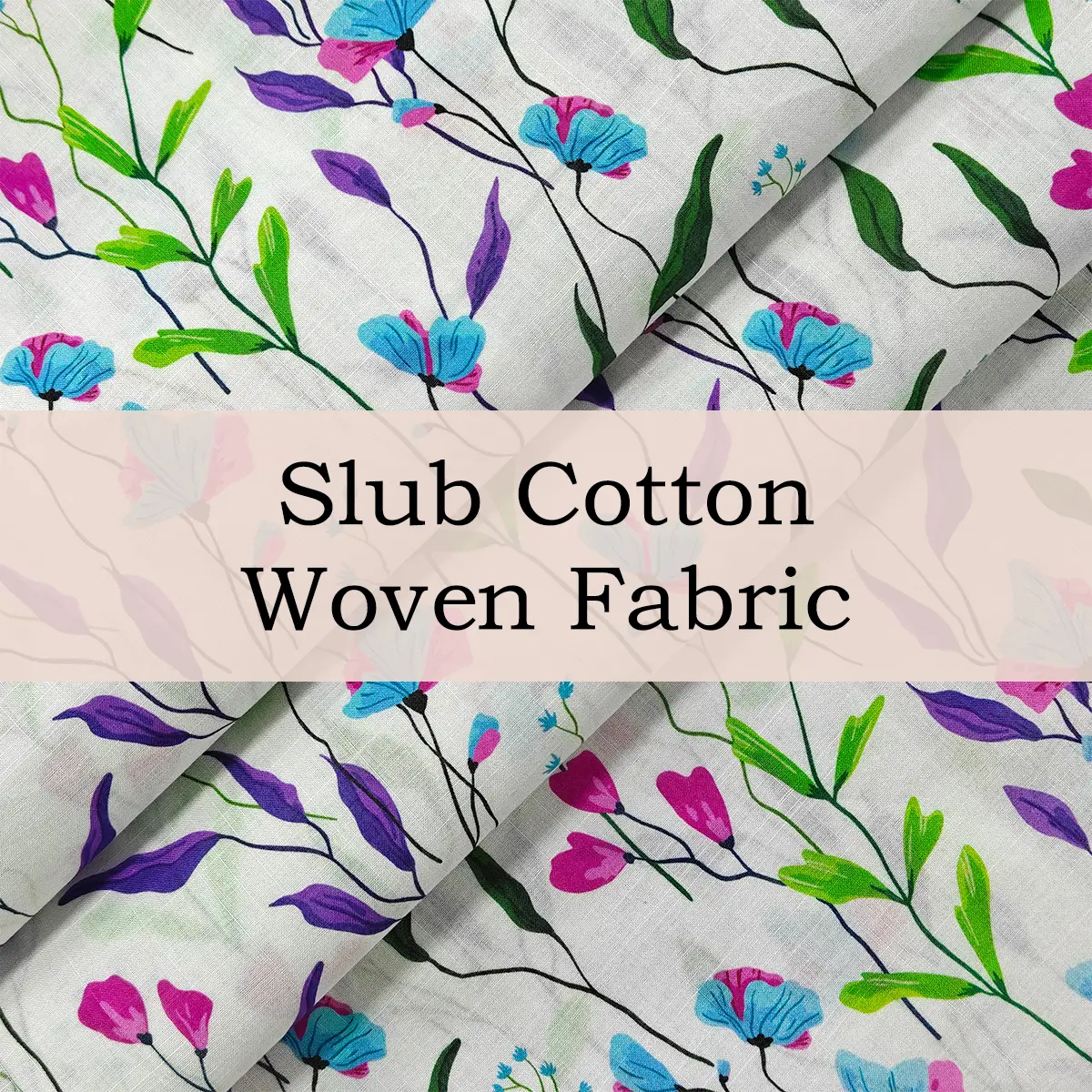 Custom Printed Slub Cotton Woven Fabric – Lightweight, Textured & Breathable for Casual Wear, Shirts & Home Décor