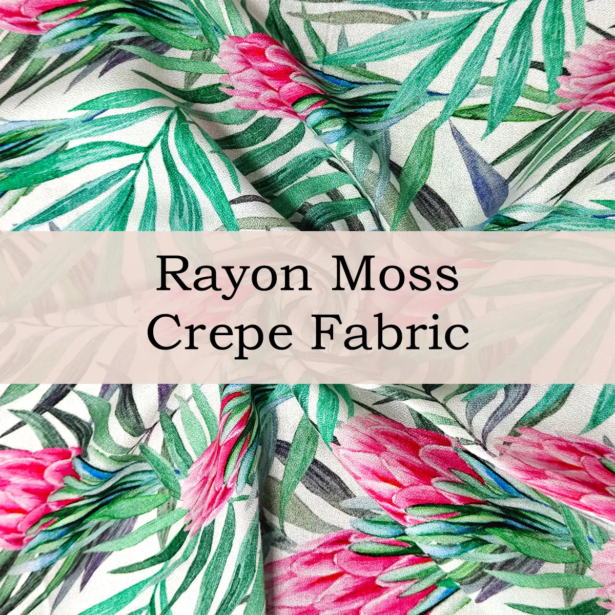 Custom Printed Rayon Moss Crepe Fabric – Soft, Drapable & Breathable for Fashionable Dresses & Everyday Wear