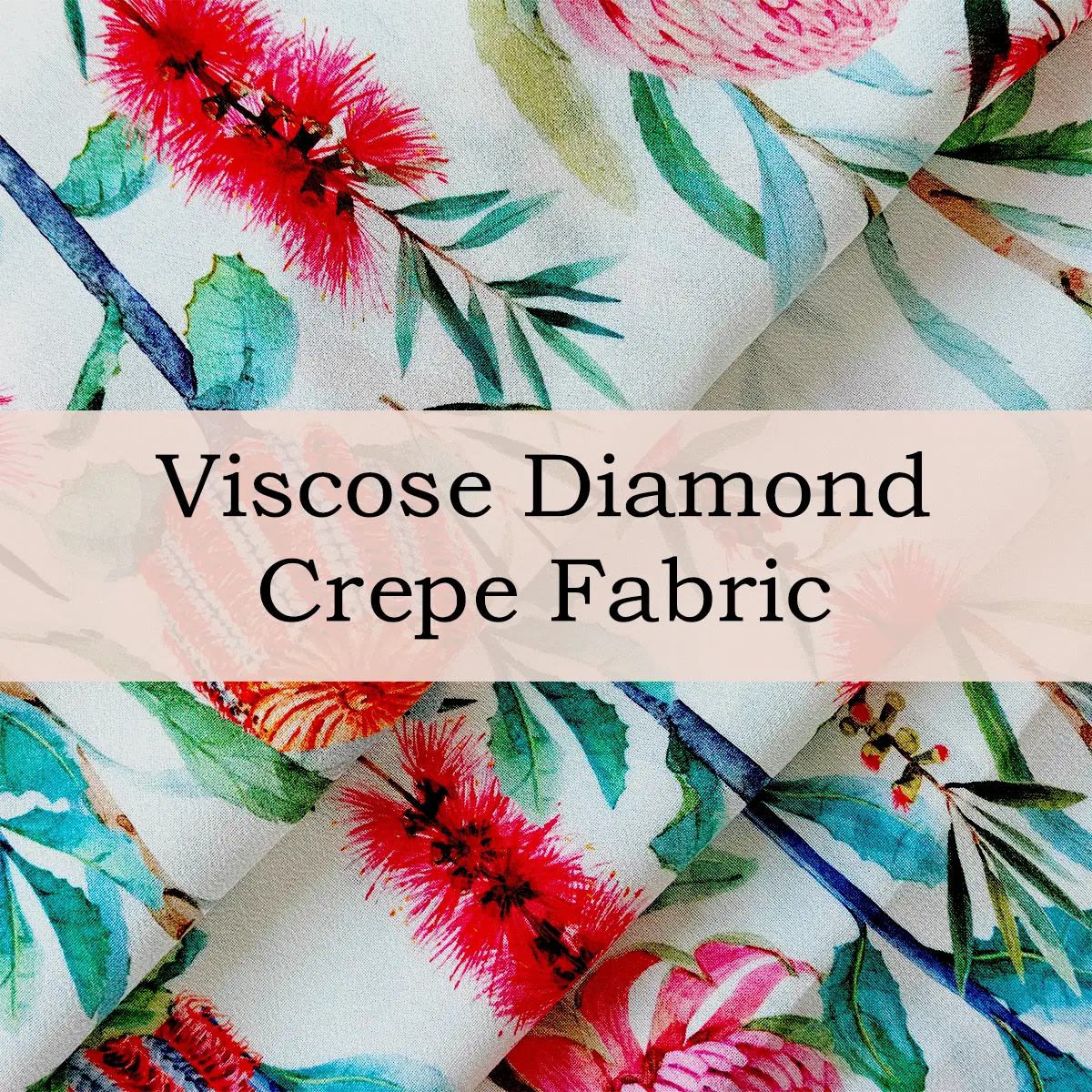 Custom Printed Viscose Diamond Crepe Fabric – Lightweight, Textured & Soft for Flowing Dresses & Stylish Blouses